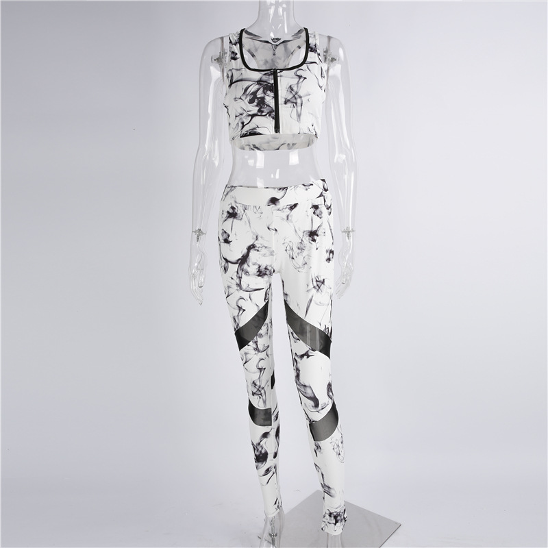 F2526 Women Yoga Fitness Bra Pants Leggings Set Gym Workout Sports Activewear